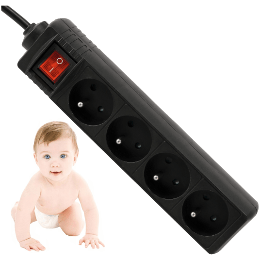 Przedłużacz 4 gniazda 1,5m z wlacznikim CZARNY