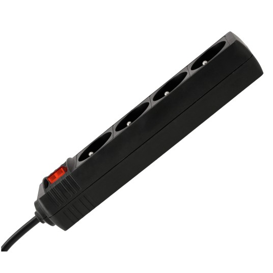 Przedłużacz 4 gniazda 1,5m z wlacznikim CZARNY