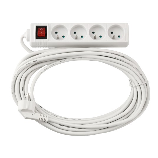Przedłużacz 4 gniazda 10m z wlacznikim BIAŁY