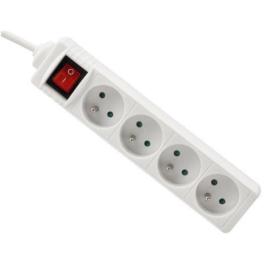 Przedłużacz 4 gniazda 10m z wlacznikim BIAŁY