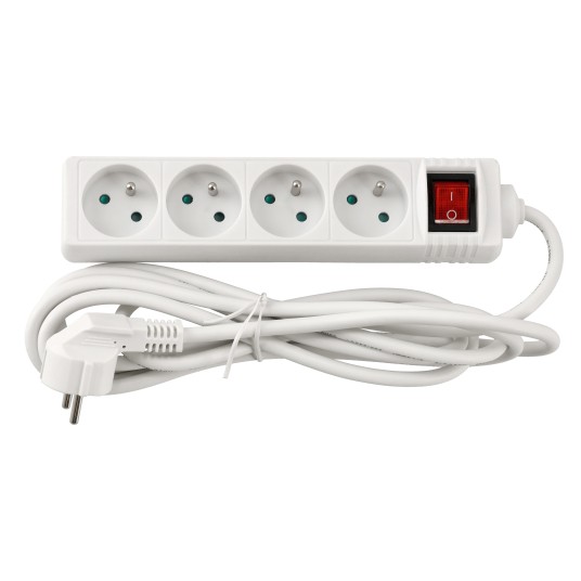 Przedłużacz 4 gniazda 3m z wlacznikim BIAŁY