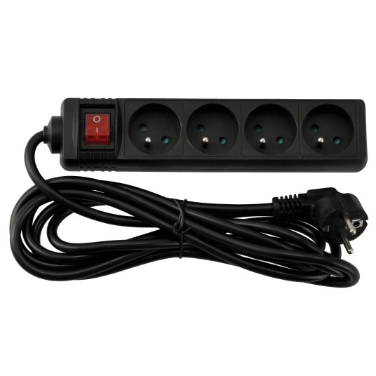 Przedłużacz 4 gniazda 3m z wlacznikim CZARNY