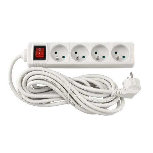 Przedłużacz 4 gniazda 5m z wlacznikim BIAŁY