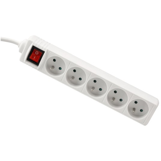Przedłużacz 5 gniazda 1,5m z wlacznikim BIAŁY