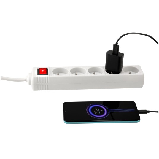 Przedłużacz 5 gniazda 1,5m z wlacznikim BIAŁY