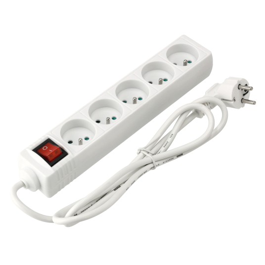 Przedłużacz 5 gniazda 1,5m z wlacznikim BIAŁY