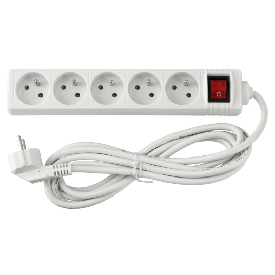 Przedłużacz 5 gniazda 3m z wlacznikim BIAŁY