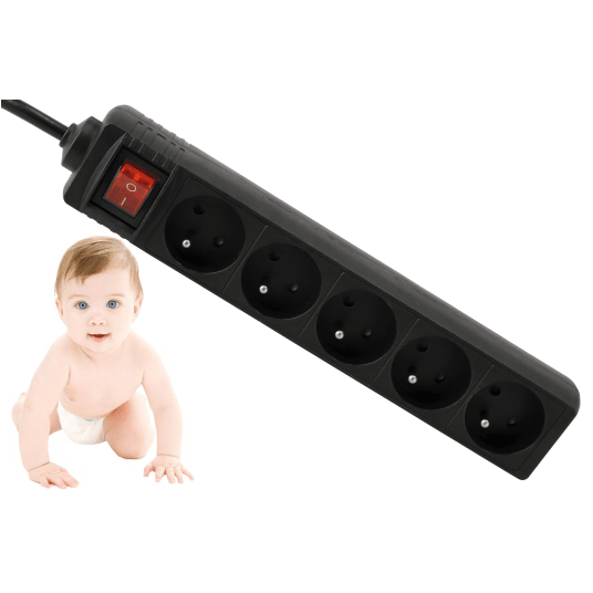 Przedłużacz 5 gniazda 3m z wlacznikim CZARNY