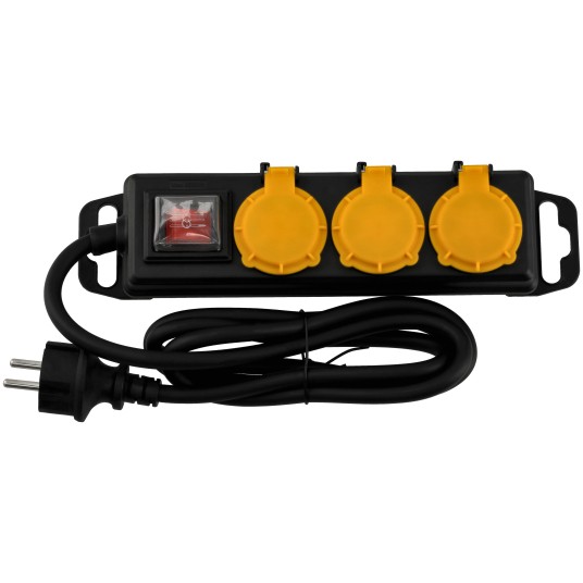 Przedłużacz z wyłącznikiem 3-gniazda 1,5m IP44