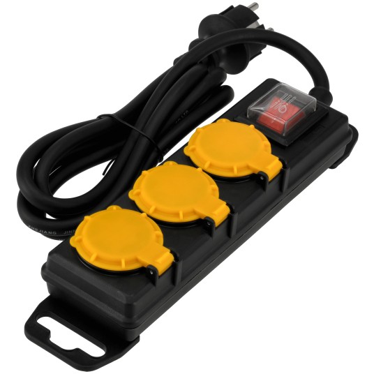 Przedłużacz z wyłącznikiem 3-gniazda 1,5m IP44