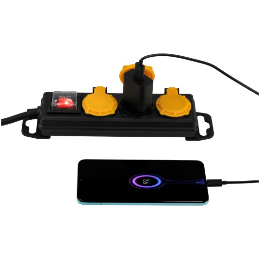 Przedłużacz z wyłącznikiem 3-gniazda 1,5m IP44