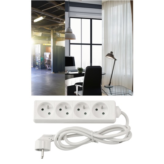 Przedłużacz zasilający 4 gniazda 1,5m BIAŁY