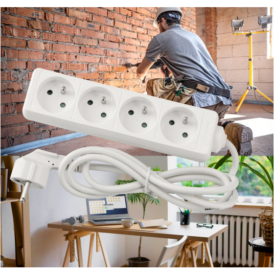 Przedłużacz zasilający 4 gniazda 1,5m BIAŁY