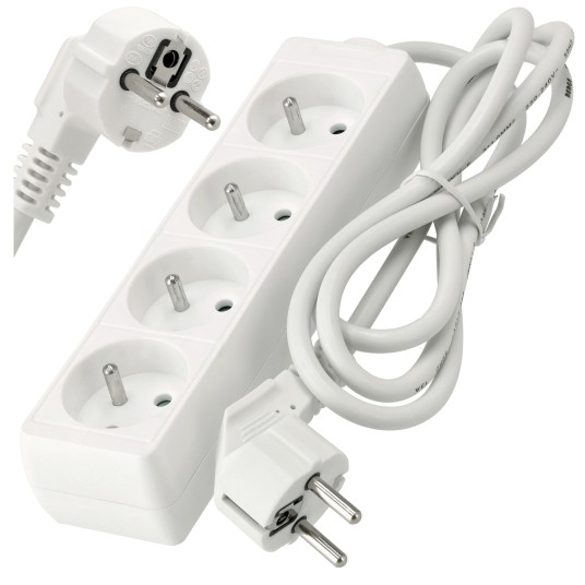 Przedłużacz zasilający 4 gniazda 1,5m BIAŁY