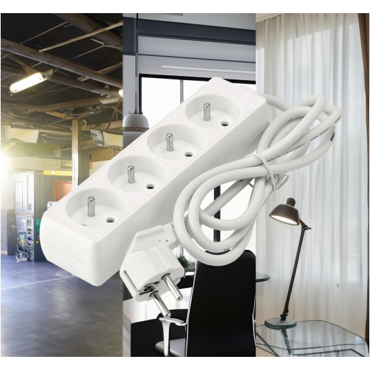 Przedłużacz zasilający 4 gniazda 1,5m BIAŁY