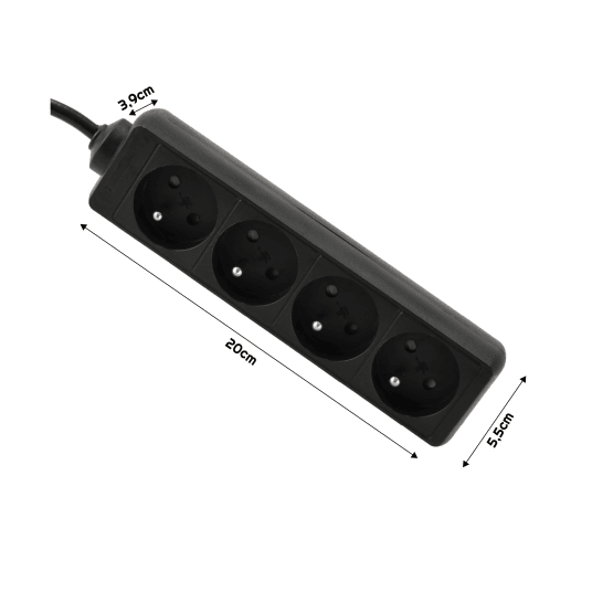 Przedłużacz zasilający 4 gniazda 1,5m CZARNY