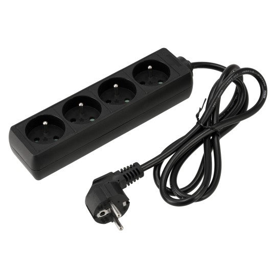 Przedłużacz zasilający 4 gniazda 1,5m CZARNY