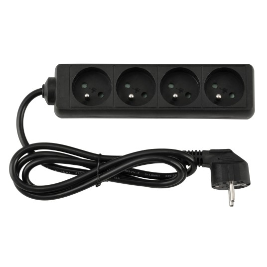Przedłużacz zasilający 4 gniazda 1,5m CZARNY