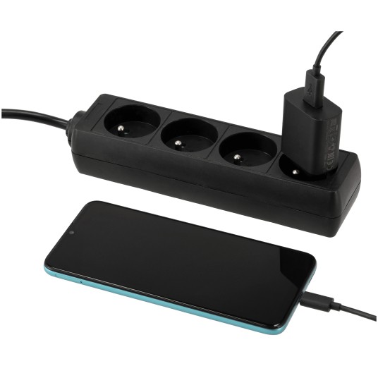 Przedłużacz zasilający 4 gniazda 1,5m CZARNY