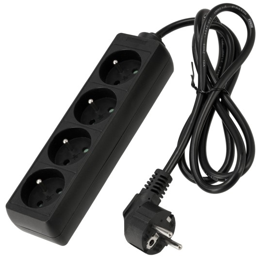 Przedłużacz zasilający 4 gniazda 1,5m CZARNY