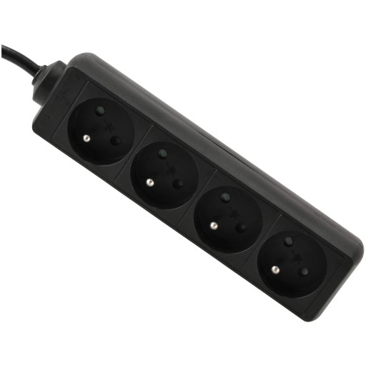 Przedłużacz zasilający 4 gniazda 1,5m CZARNY