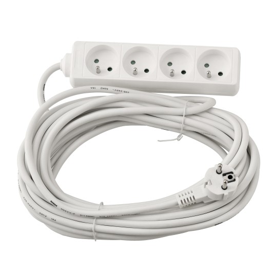 Przedłużacz zasilający 4 gniazda 10m BIAŁY