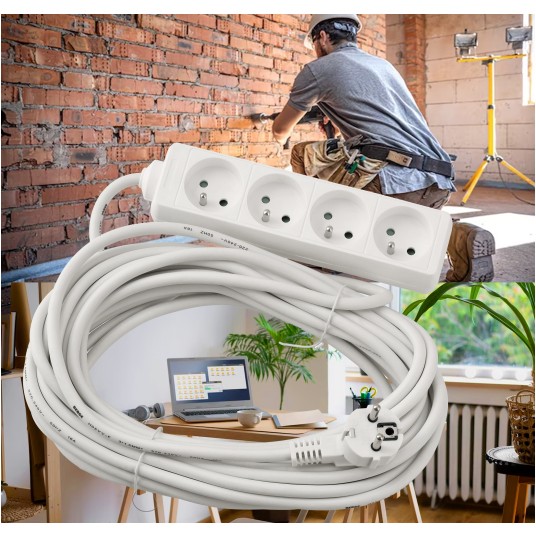 Przedłużacz zasilający 4 gniazda 10m BIAŁY