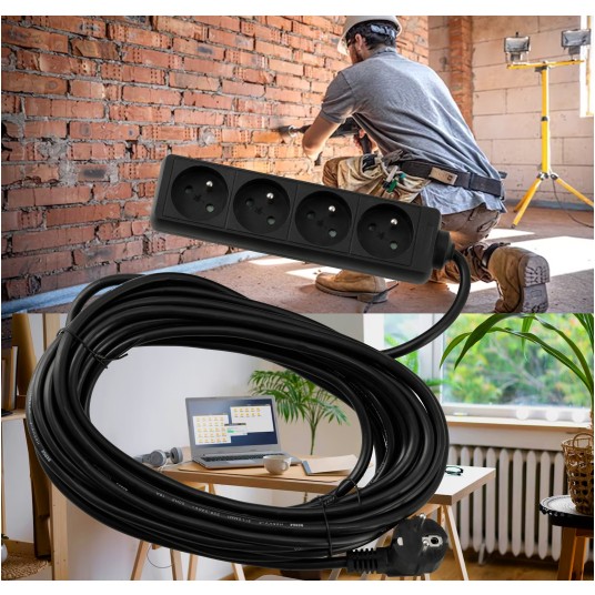 Przedłużacz zasilający 4 gniazda 10m CZARNY