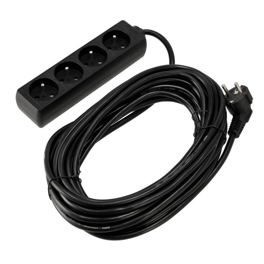 Przedłużacz zasilający 4 gniazda 10m CZARNY