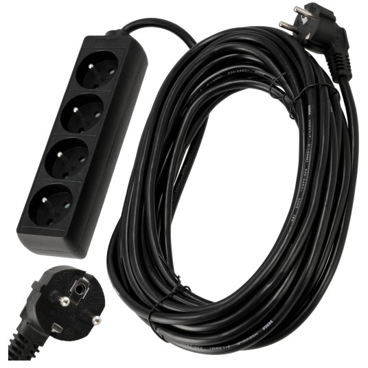 Przedłużacz zasilający 4 gniazda 10m CZARNY
