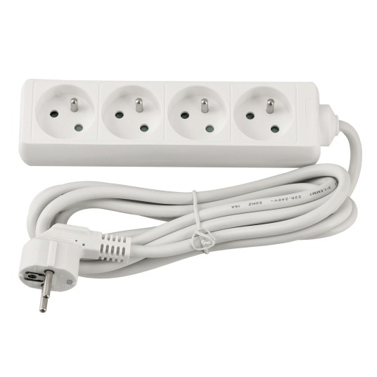 Przedłużacz zasilający 4 gniazda 3m BIAŁY