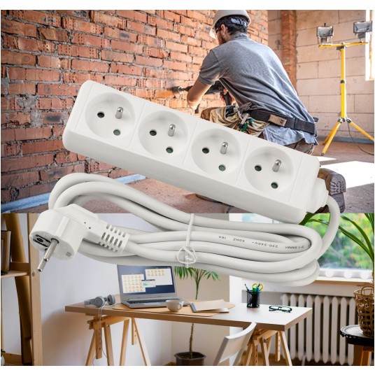 Przedłużacz zasilający 4 gniazda 3m BIAŁY