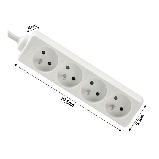Przedłużacz zasilający 4 gniazda 3m BIAŁY