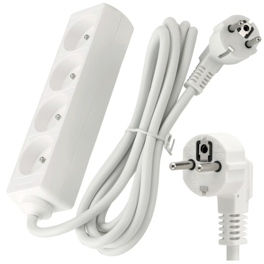 Przedłużacz zasilający 4 gniazda 3m BIAŁY