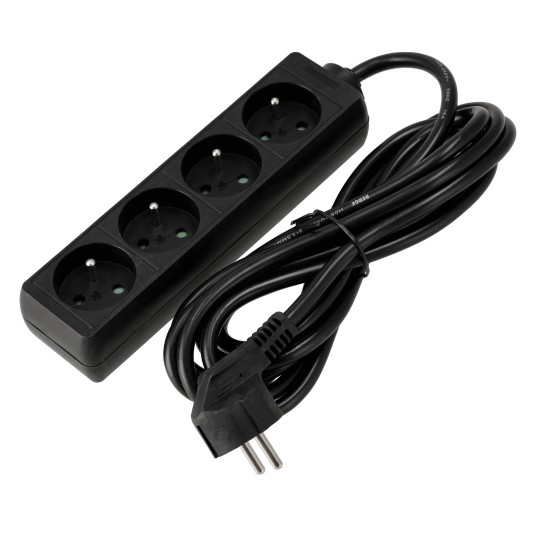 Przedłużacz zasilający 4 gniazda 3m CZARNY