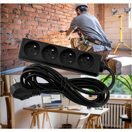 Przedłużacz zasilający 4 gniazda 3m CZARNY