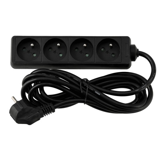 Przedłużacz zasilający 4 gniazda 3m CZARNY