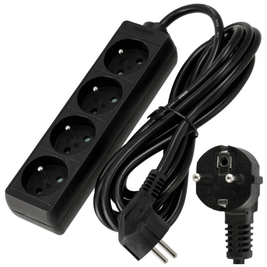 Przedłużacz zasilający 4 gniazda 3m CZARNY