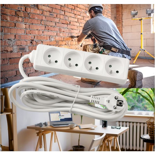 Przedłużacz zasilający 4 gniazda 5m BIAŁY