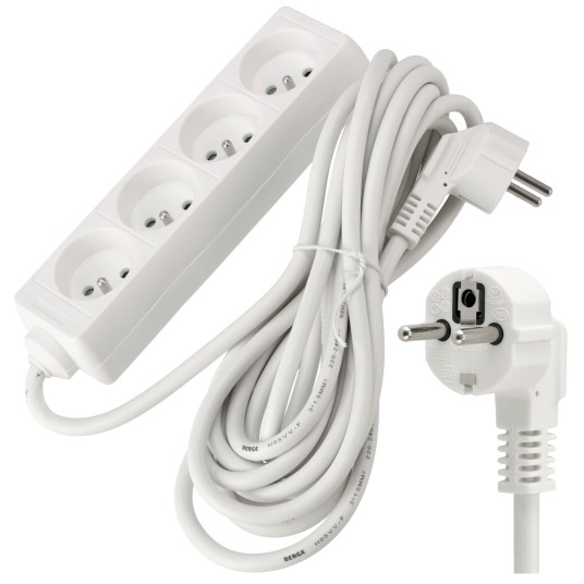 Przedłużacz zasilający 4 gniazda 5m BIAŁY