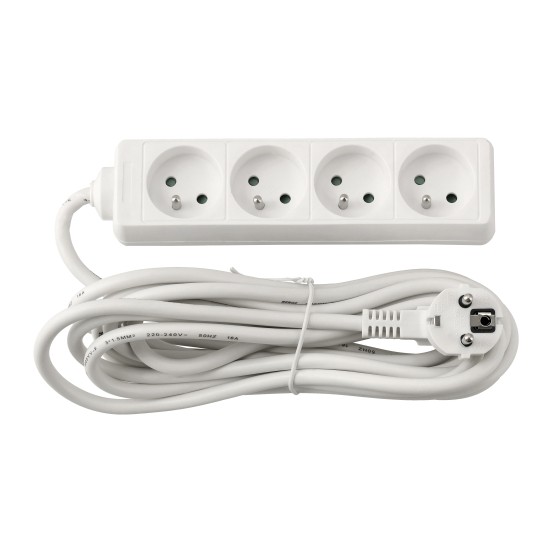 Przedłużacz zasilający 4 gniazda 5m BIAŁY