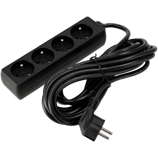 Przedłużacz zasilający 4 gniazda 5m CZARNY