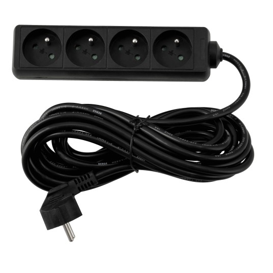 Przedłużacz zasilający 4 gniazda 5m CZARNY