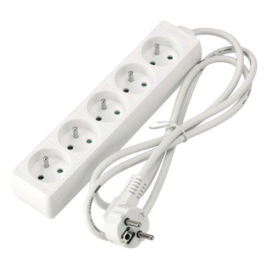 Przedłużacz zasilający 5 gniazda 1,5m BIAŁY