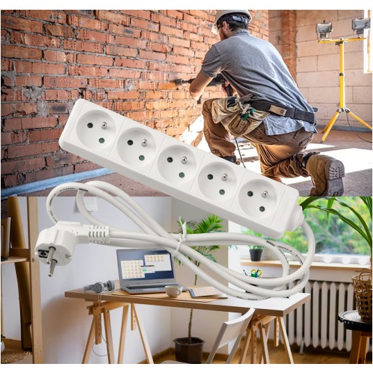 Przedłużacz zasilający 5 gniazda 1,5m BIAŁY