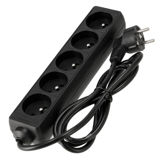 Przedłużacz zasilający 5 gniazda 1,5m CZARNY