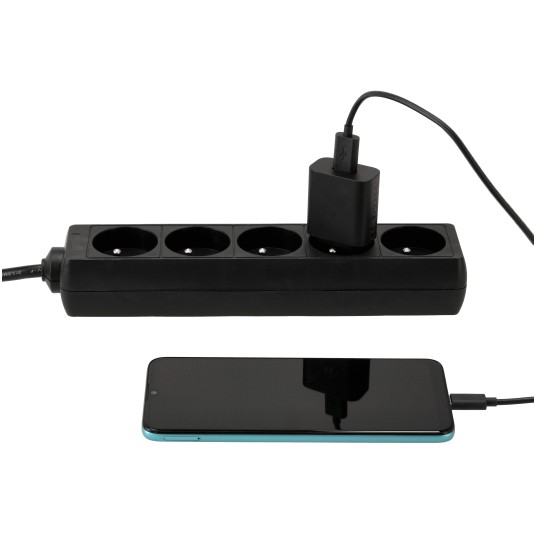 Przedłużacz zasilający 5 gniazda 1,5m CZARNY