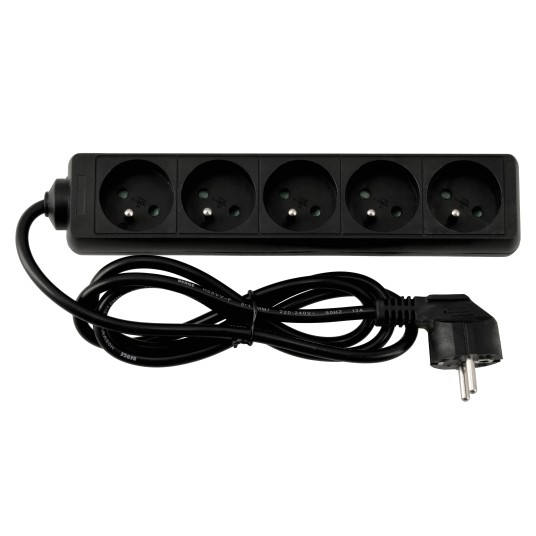 Przedłużacz zasilający 5 gniazda 1,5m CZARNY