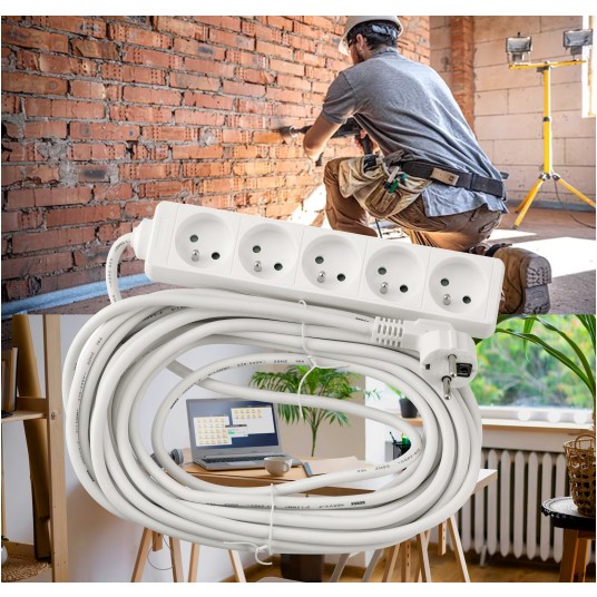 Przedłużacz zasilający 5 gniazda 10m