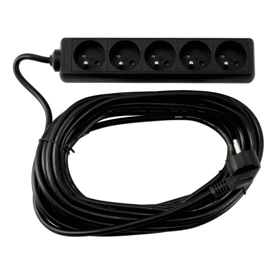 Przedłużacz zasilający 5 gniazda 10m CZARNY